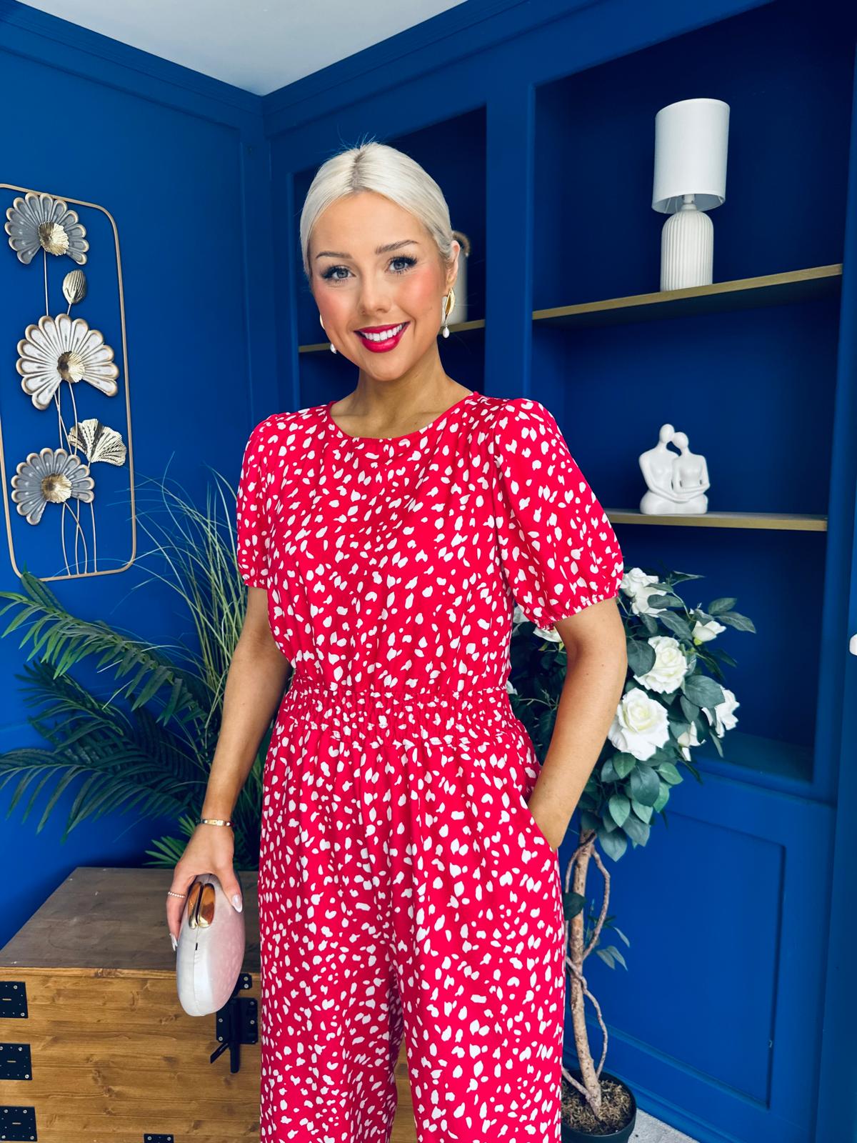 Erin Culotte Jumpsuit Deer Spot Rouge