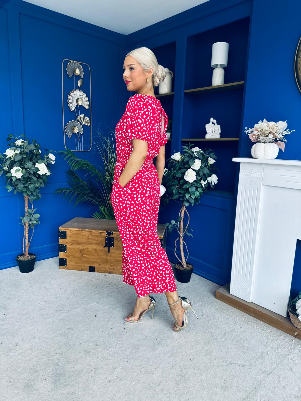Erin Culotte Jumpsuit Deer Spot Rouge