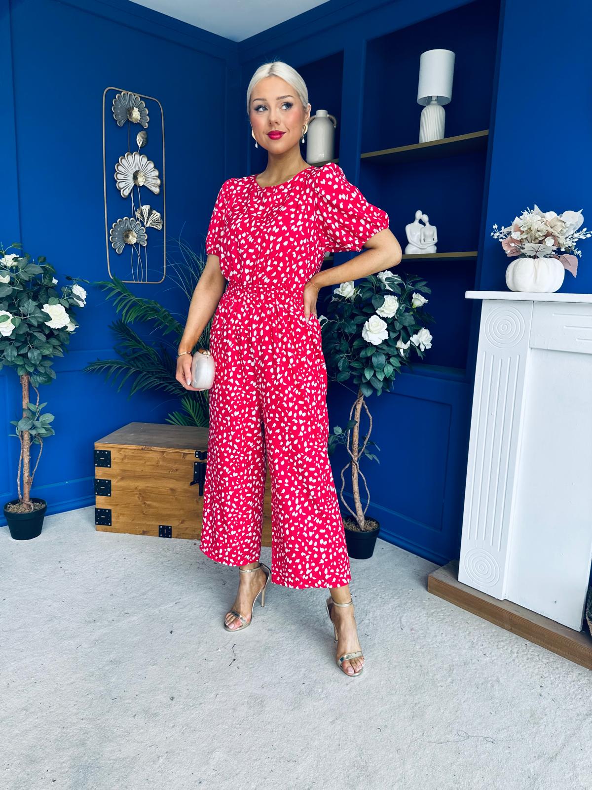 Erin Culotte Jumpsuit Deer Spot Rouge