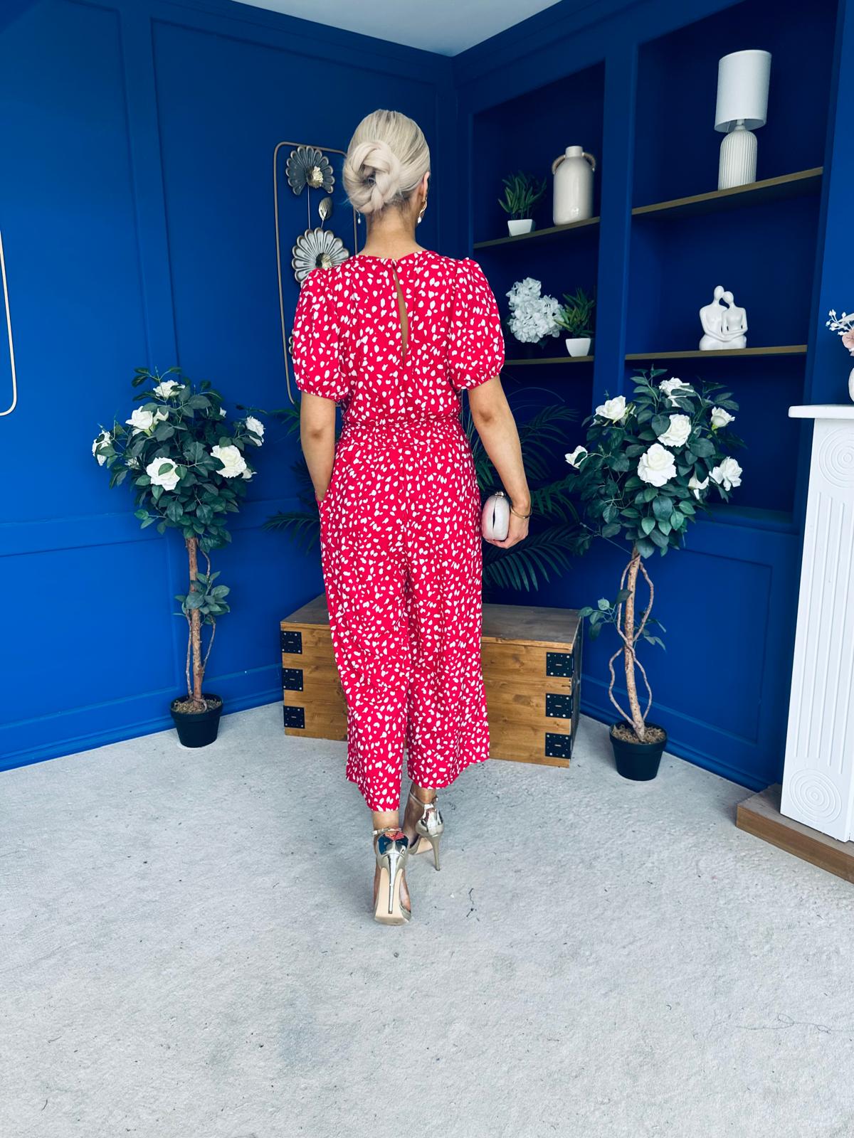 Erin Culotte Jumpsuit Deer Spot Rouge