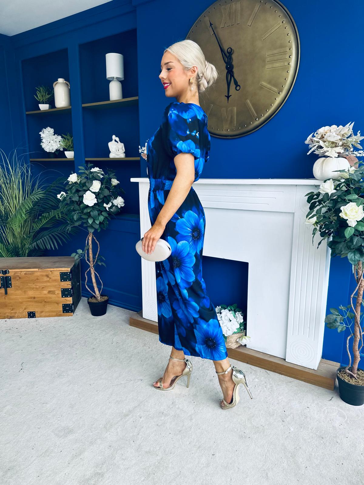 Erin Culotte Jumpsuit Floral Blue