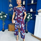 Erin Culotte Jumpsuit Deer Floral Burgundy