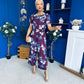Erin Culotte Jumpsuit Deer Floral Burgundy