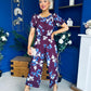 Erin Culotte Jumpsuit Deer Floral Burgundy