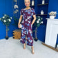 Erin Culotte Jumpsuit Deer Floral Burgundy