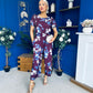 Erin Culotte Jumpsuit Deer Floral Burgundy