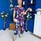 Erin Culotte Jumpsuit Deer Floral Burgundy