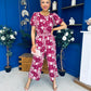 Erin Culotte Jumpsuit Floral Ruby