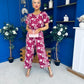 Erin Culotte Jumpsuit Floral Ruby