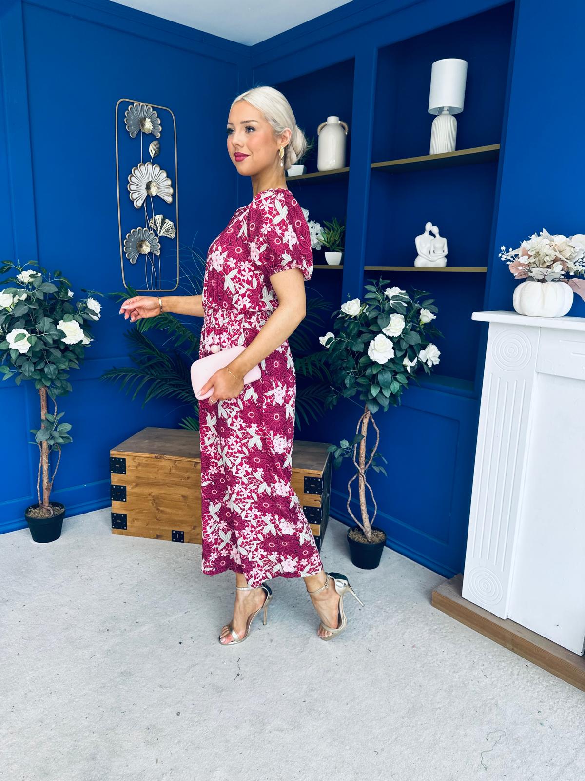 Erin Culotte Jumpsuit Floral Ruby
