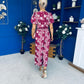 Erin Culotte Jumpsuit Floral Ruby