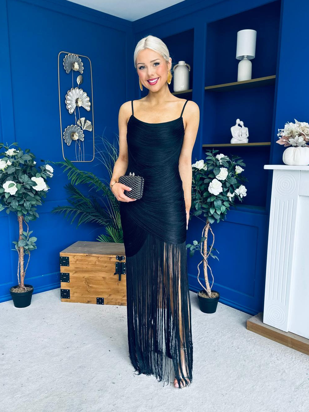 Michelle Tassel Detail Occasion Dress Black