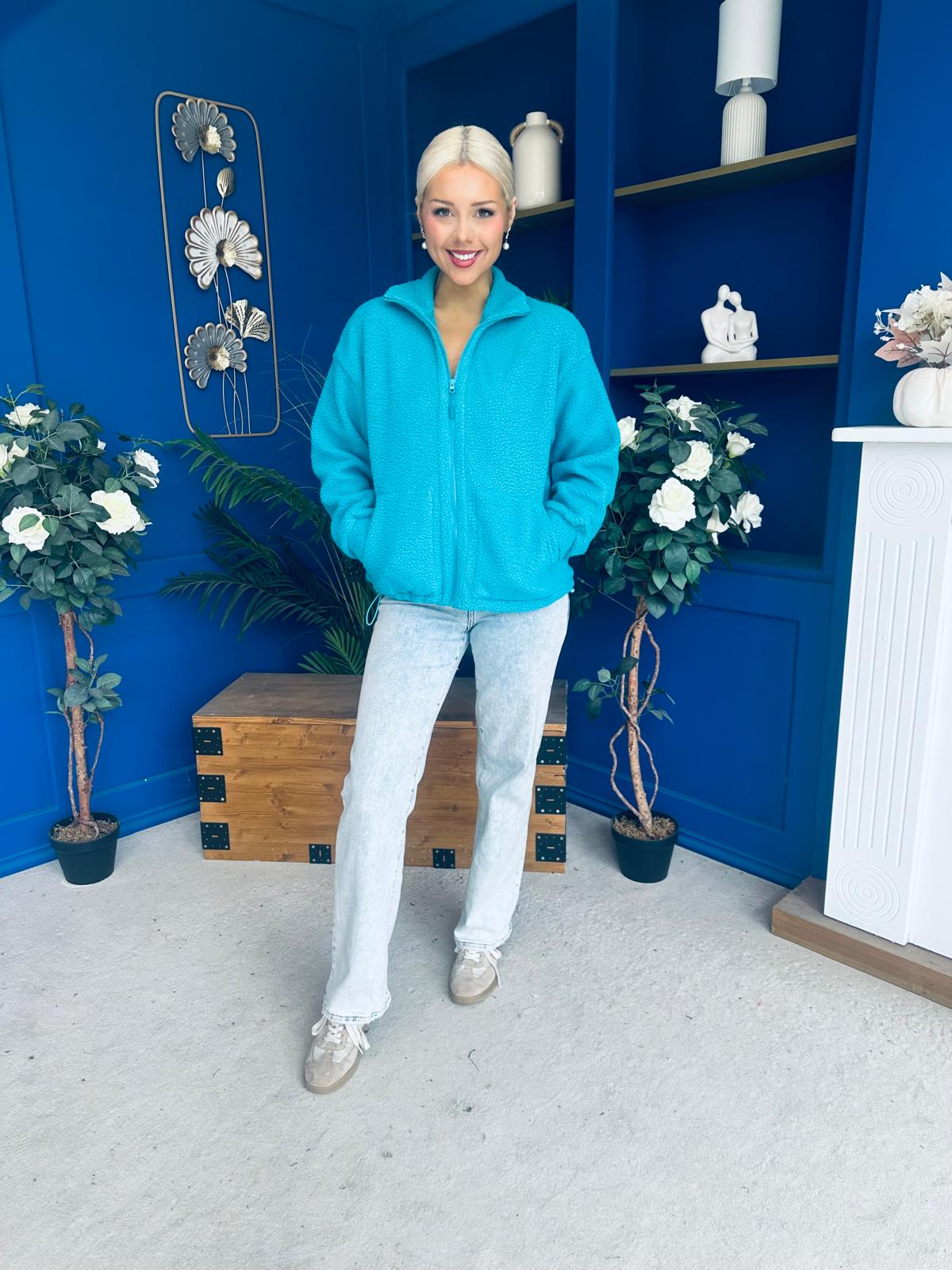 Mimi Solid Colour Full Zip Fleece Blue