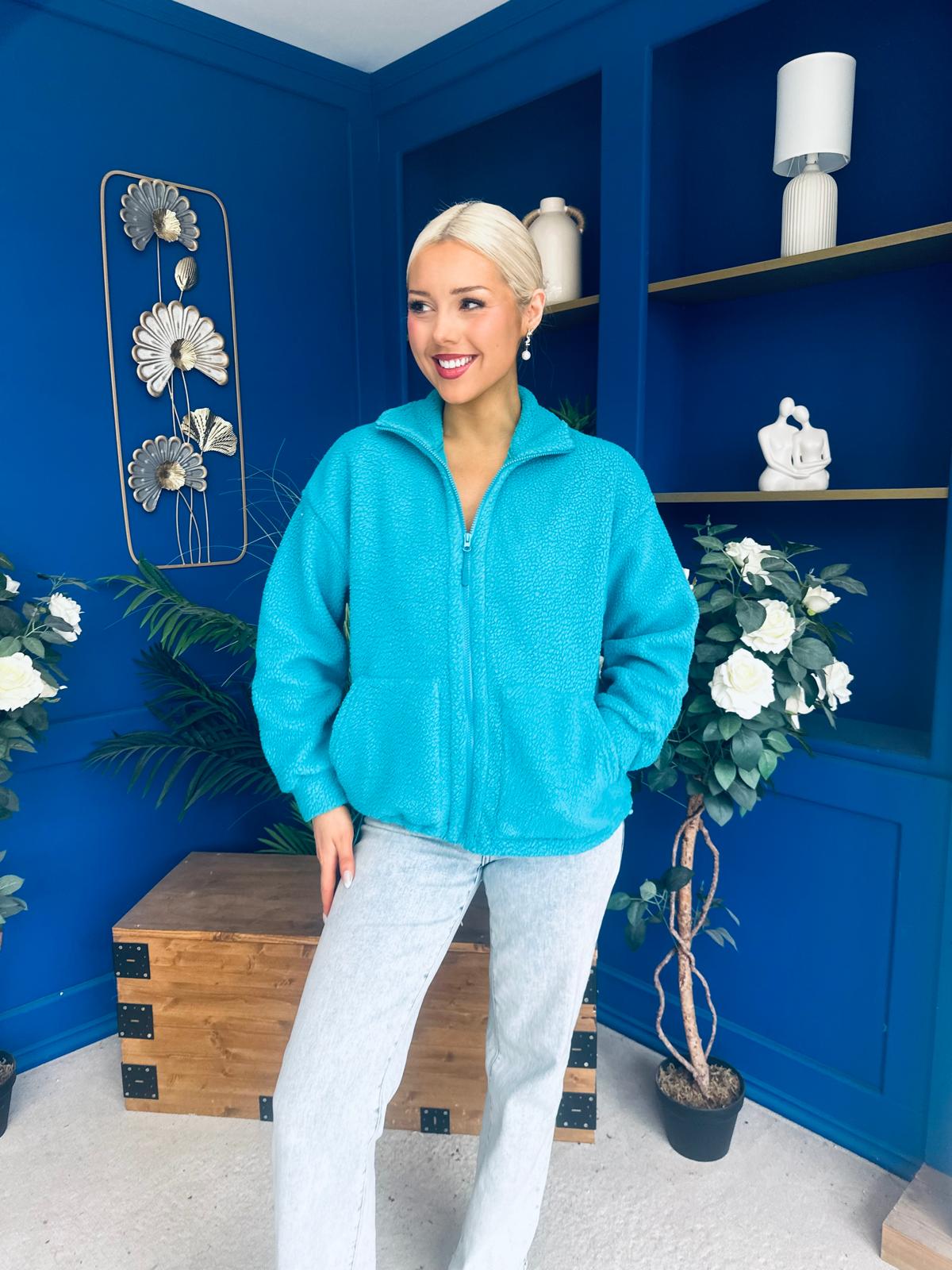 Mimi Solid Colour Full Zip Fleece Blue