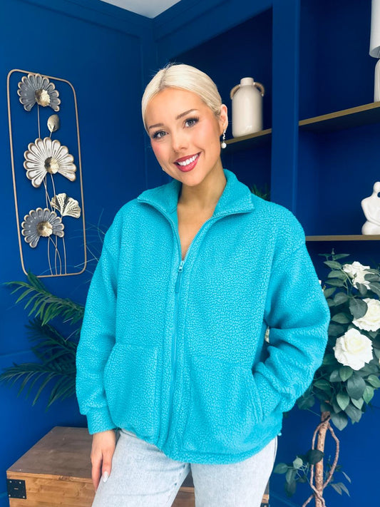 Mimi Solid Colour Full Zip Fleece Blue