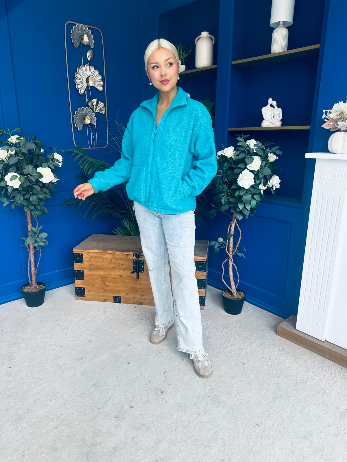 Mimi Solid Colour Full Zip Fleece Blue