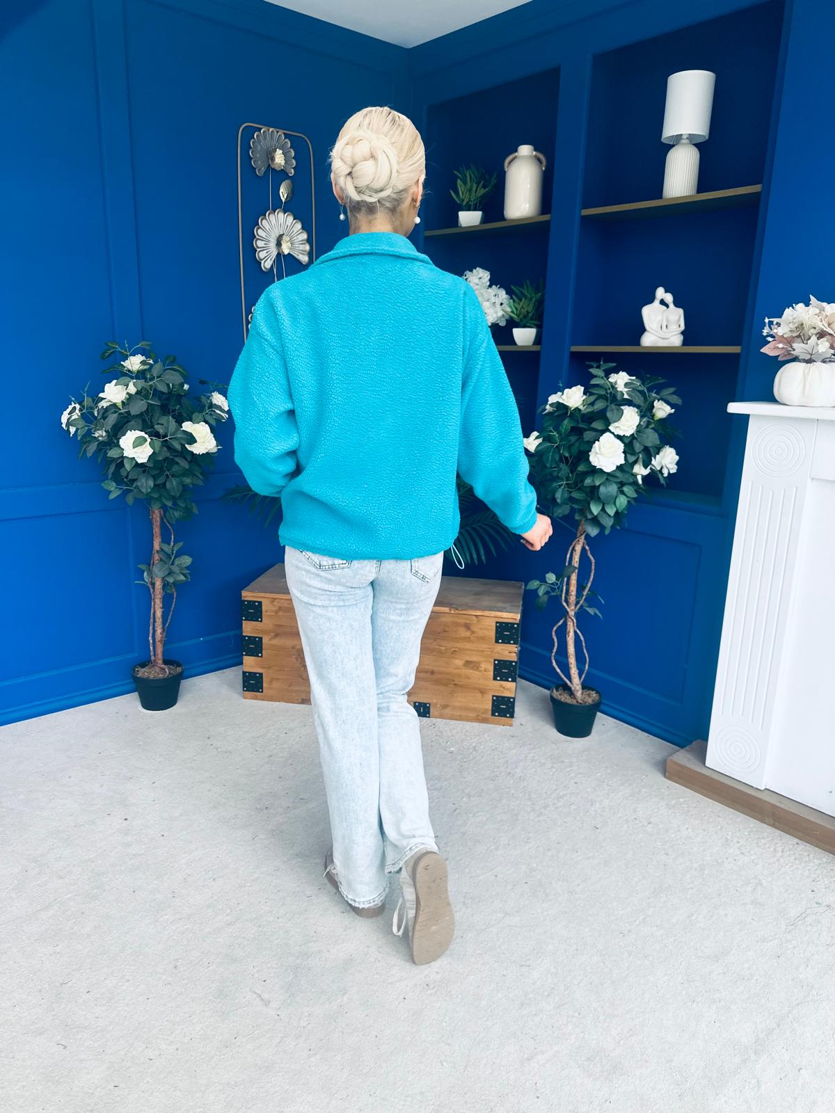 Mimi Solid Colour Full Zip Fleece Blue