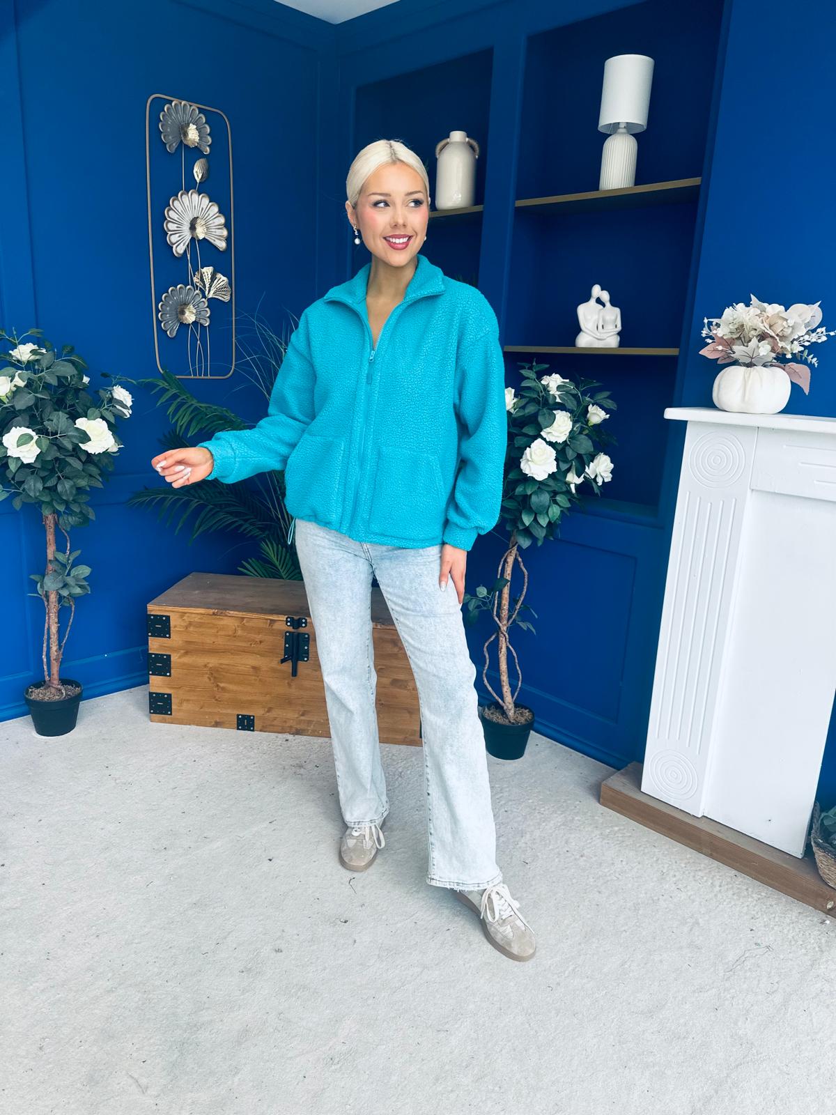 Mimi Solid Colour Full Zip Fleece Blue