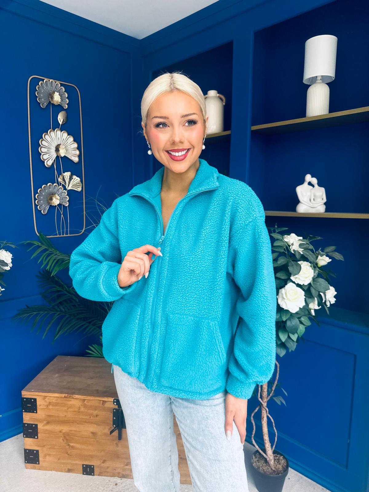 Mimi Solid Colour Full Zip Fleece Blue