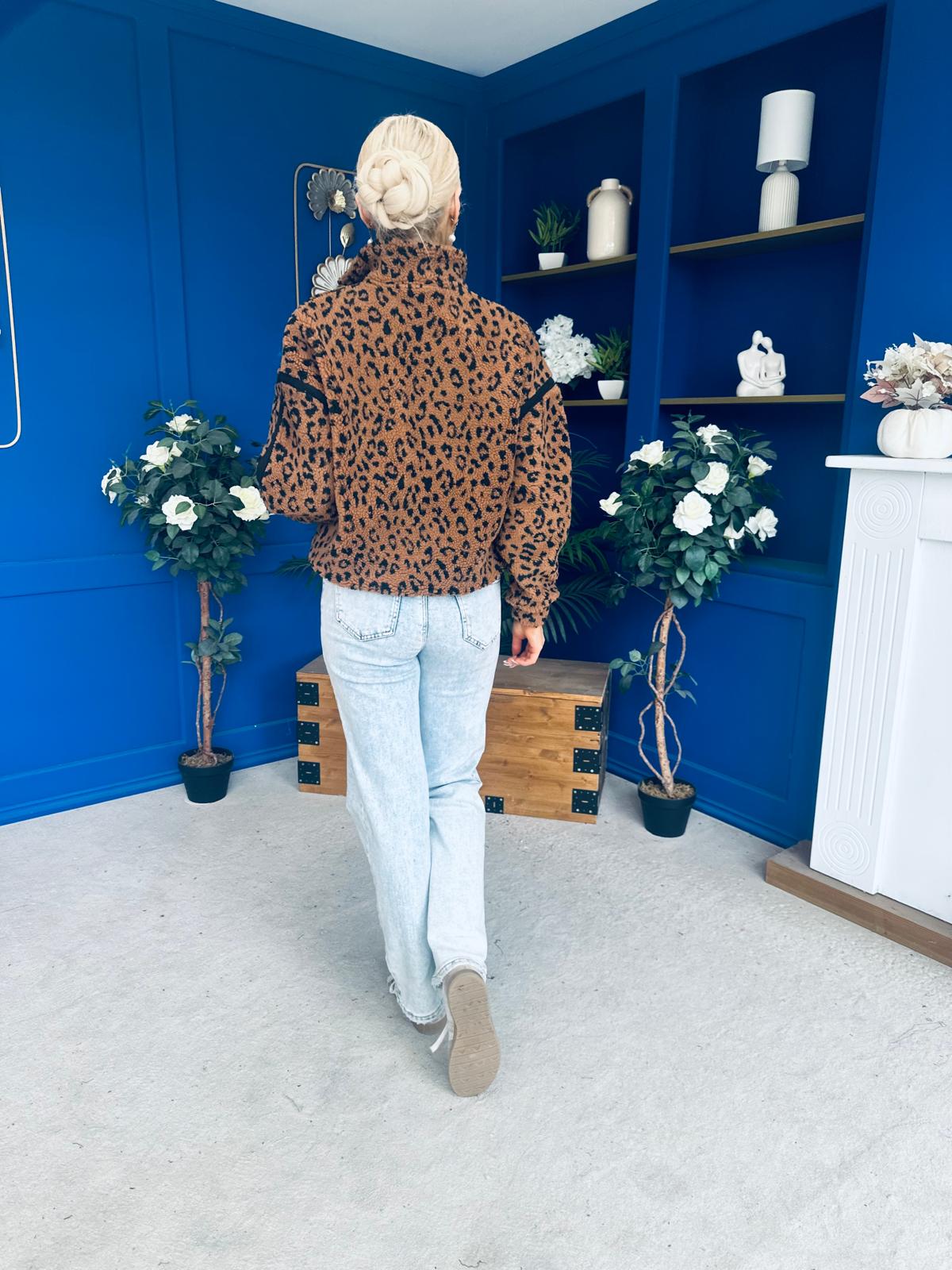 LuLu Half Zip Fleece Leopard Coco