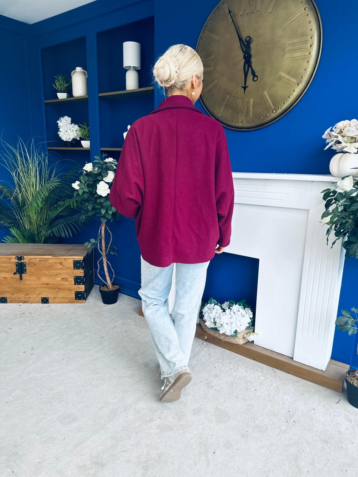 Jackie Button Derail Jacket Wine