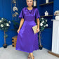 Brooklyn Bow Detail Satin Midi Dress Violet