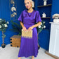 Brooklyn Bow Detail Satin Midi Dress Violet