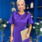 Brooklyn Bow Detail Satin Midi Dress Violet