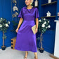 Brooklyn Bow Detail Satin Midi Dress Violet