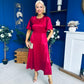 Brooklyn Bow Detail Satin Midi Dress Wine