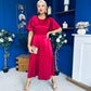 Brooklyn Bow Detail Satin Midi Dress Wine