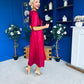 Brooklyn Bow Detail Satin Midi Dress Wine