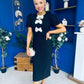 Emma Cut Out Bow Midi Dress Black
