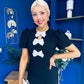 Emma Cut Out Bow Midi Dress Black