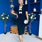 Emma Cut Out Bow Midi Dress Black