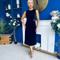 Louisa Velvet Gold Buckle Midi Dress Black