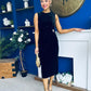 Louisa Velvet Gold Buckle Midi Dress Black