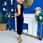 Louisa Velvet Gold Buckle Midi Dress Black