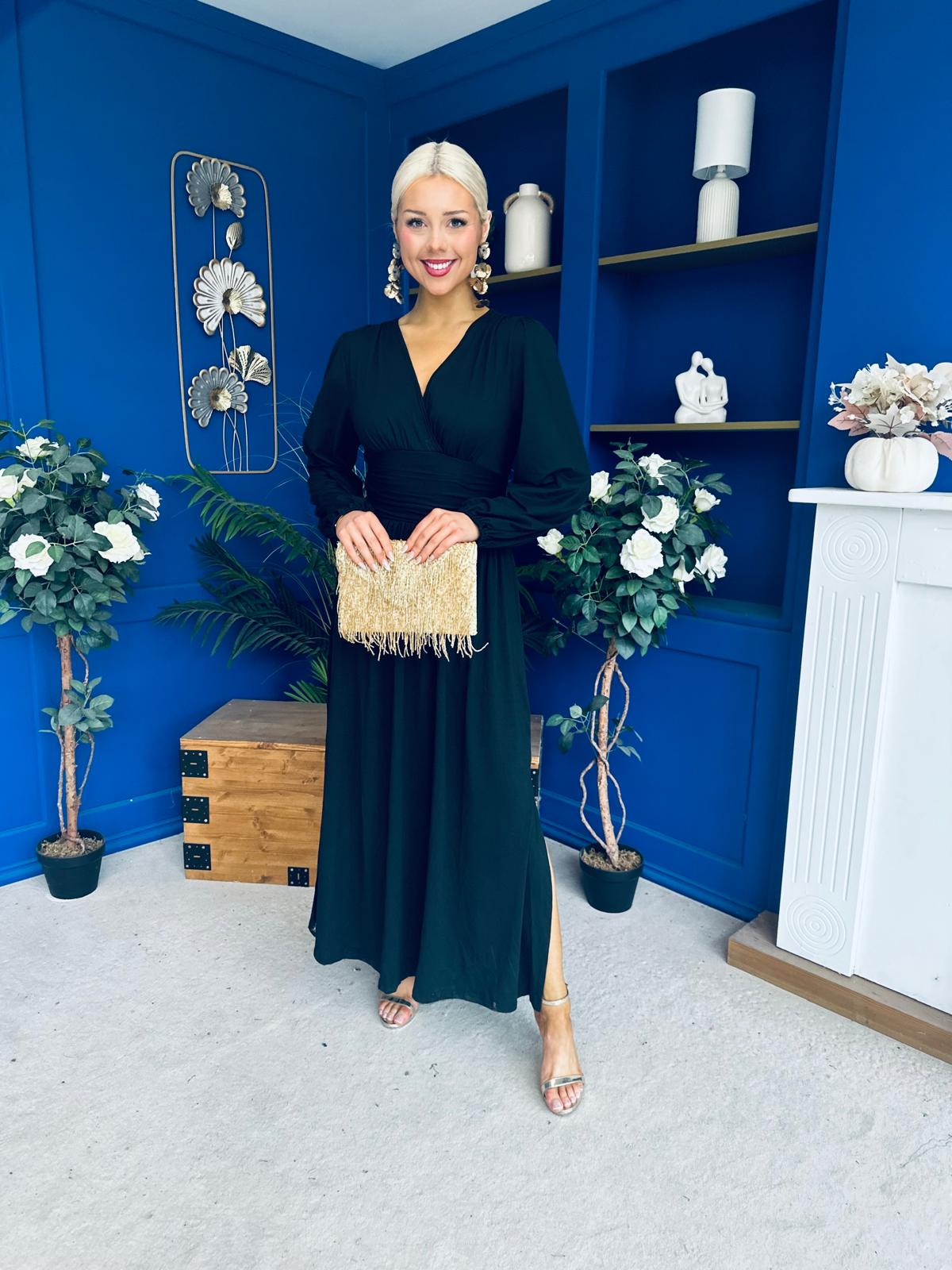 Phoebe Banded Occasion Maxi Dress Black
