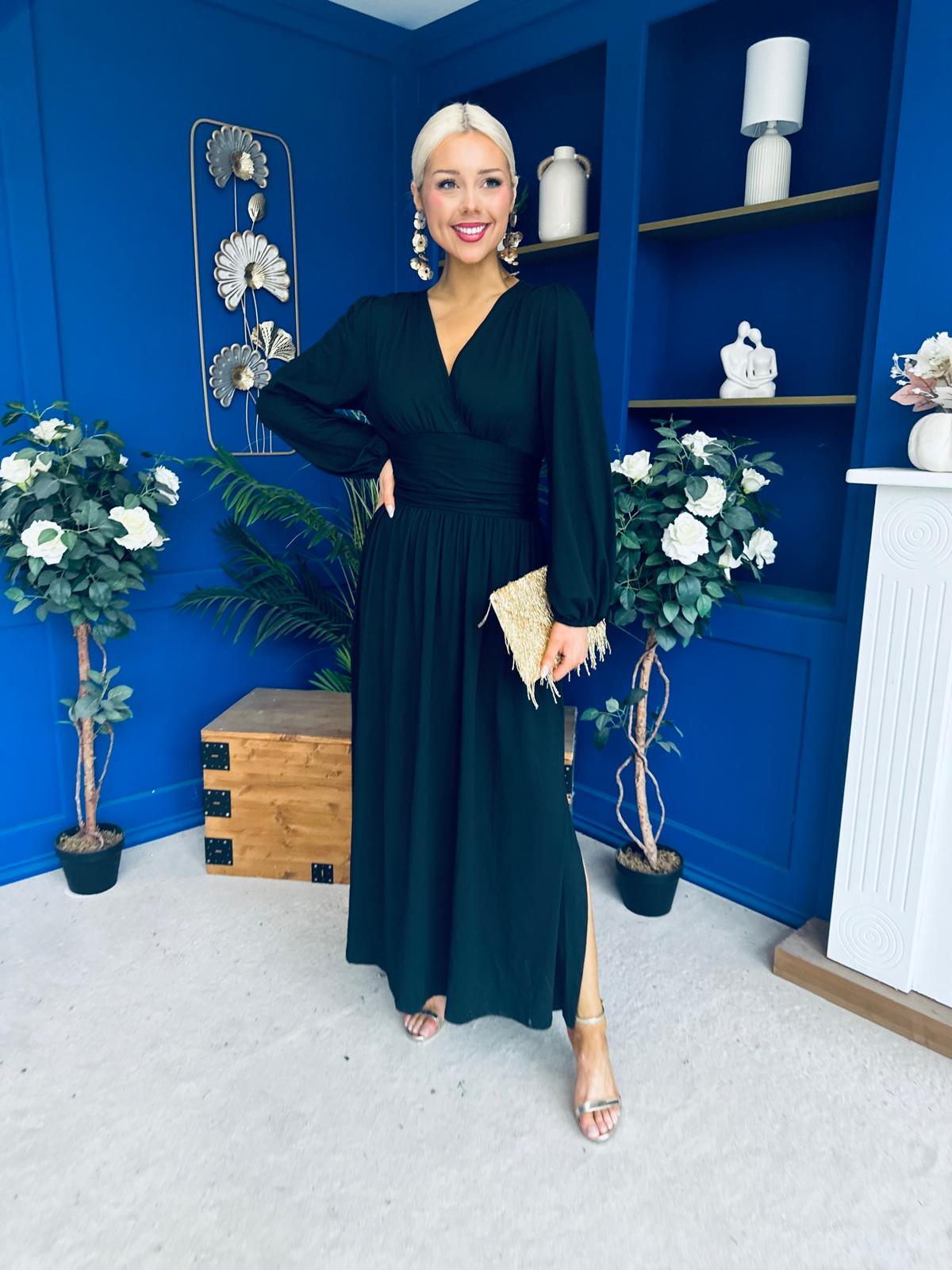 Phoebe Banded Occasion Maxi Dress Black