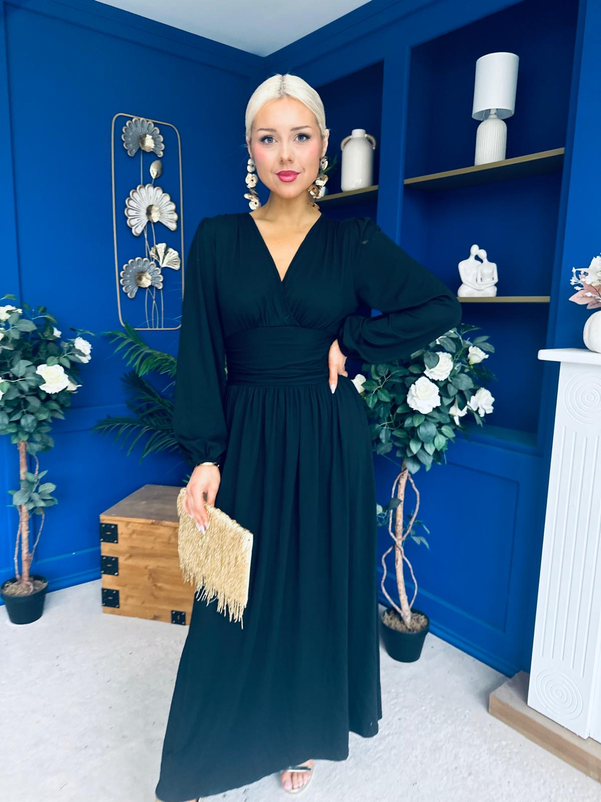Phoebe Banded Occasion Maxi Dress Black