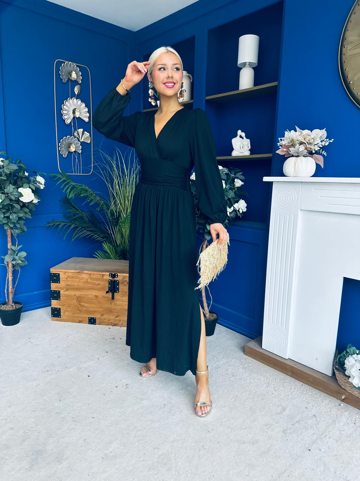 Phoebe Banded Occasion Maxi Dress Black