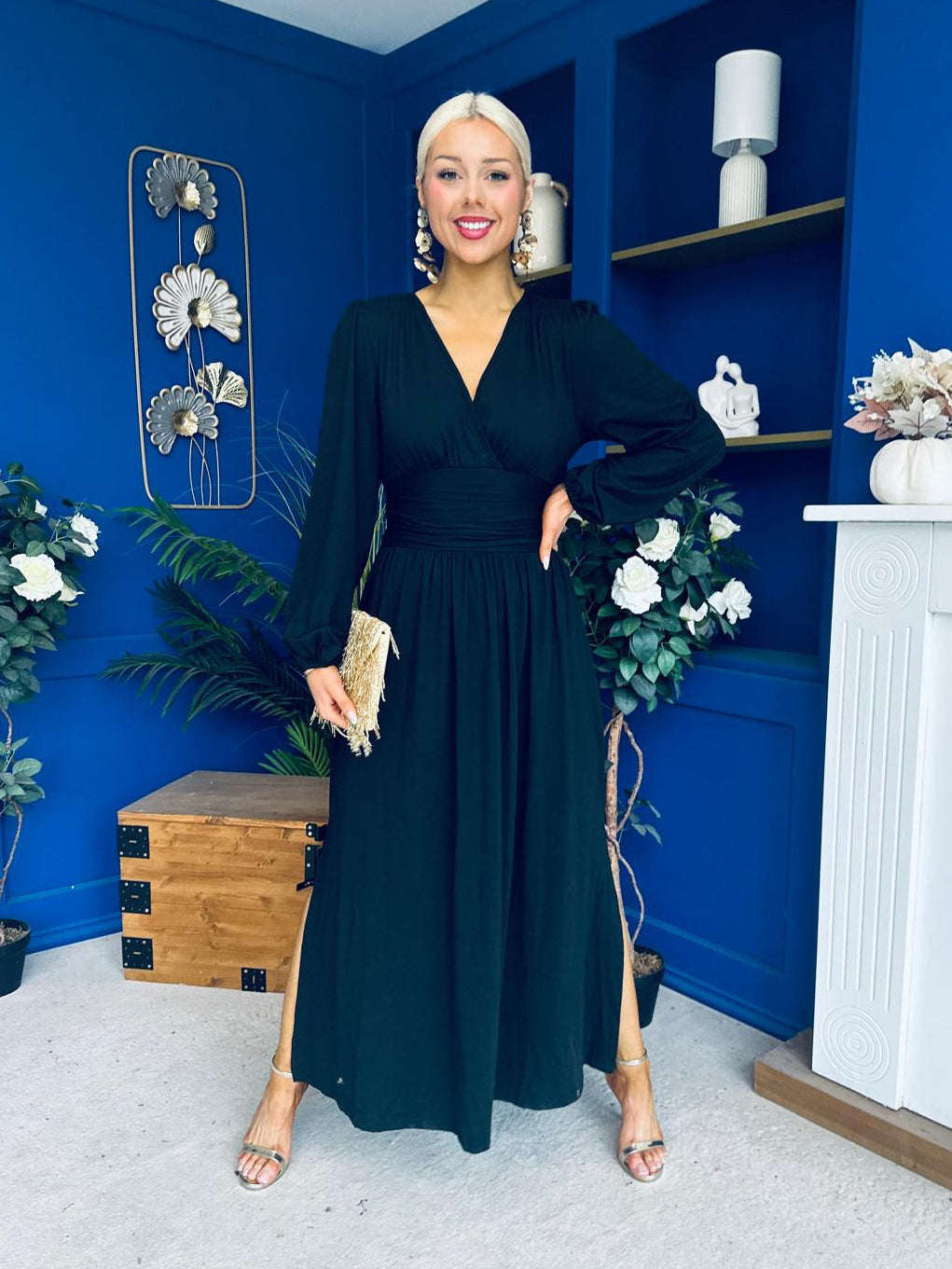 Phoebe Banded Occasion Maxi Dress Black