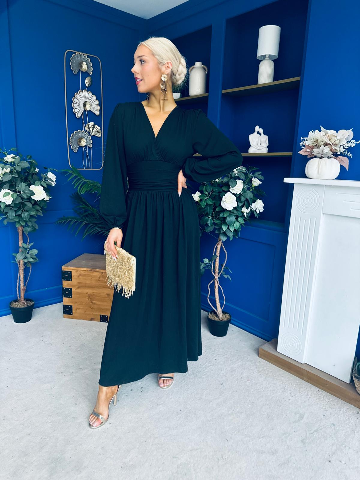 Phoebe Banded Occasion Maxi Dress Black