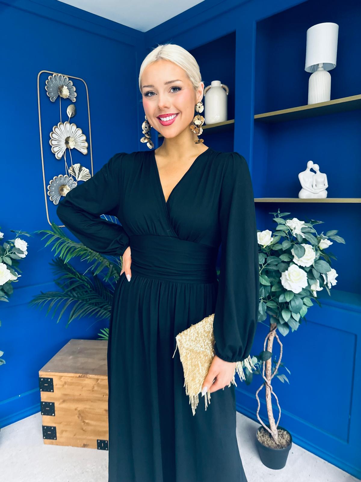 Phoebe Banded Occasion Maxi Dress Black