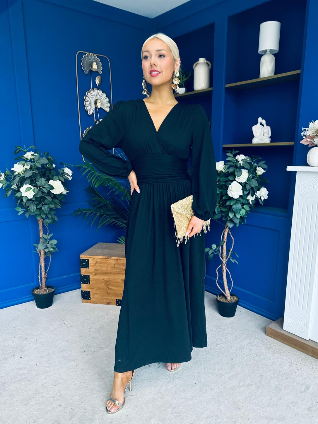 Phoebe Banded Occasion Maxi Dress Black