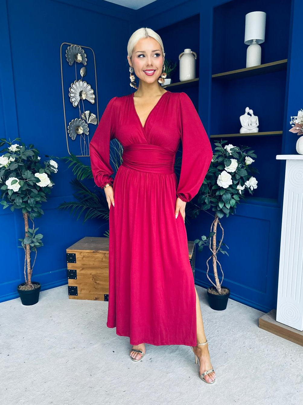 Phoebe Banded Occasion Maxi Dress Wine
