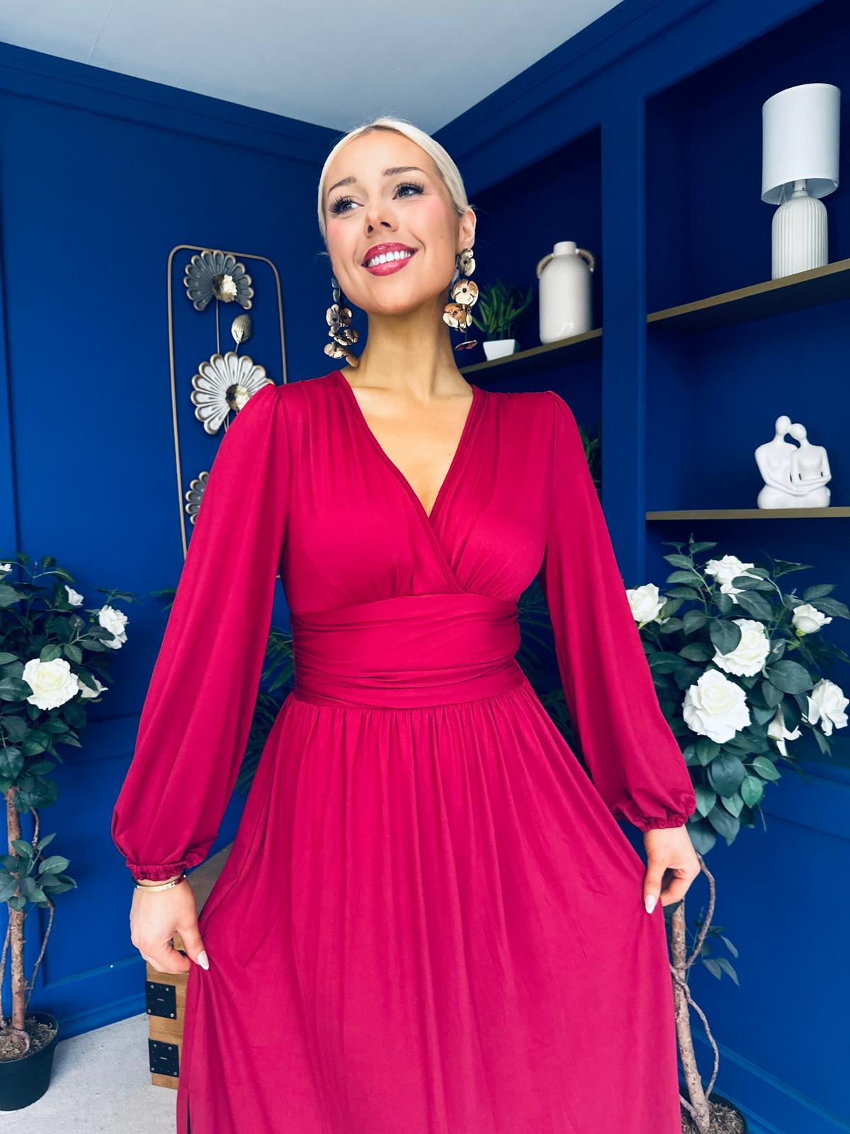 Phoebe Banded Occasion Maxi Dress Wine
