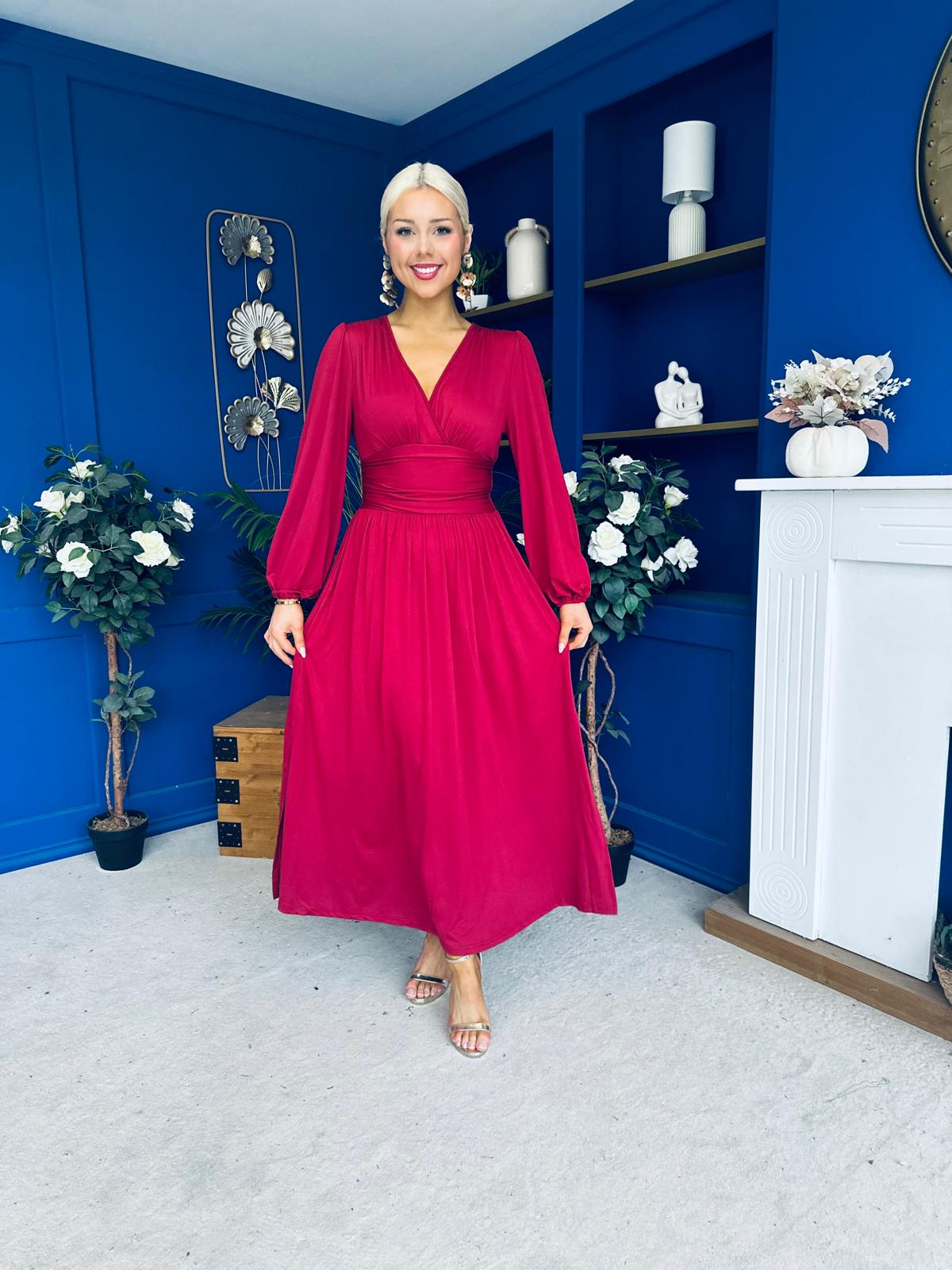 Phoebe Banded Occasion Maxi Dress Wine
