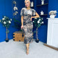 Cleo Ruched Detail Midi Dress In Abstract Gold Print Velvet